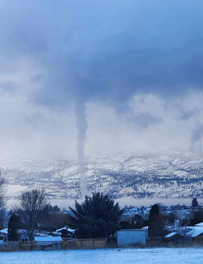 James Spann - Steam devil at Kelowna BC this morning….